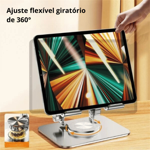 Suporte Ajustável 360° para Tablet - Dobrável em Alumínio