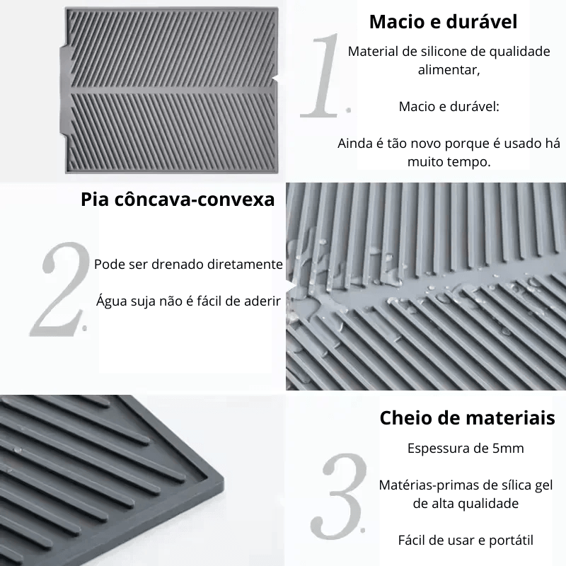 Almofada de drenagem de silicone para utensílios de cozinha. - Zentter