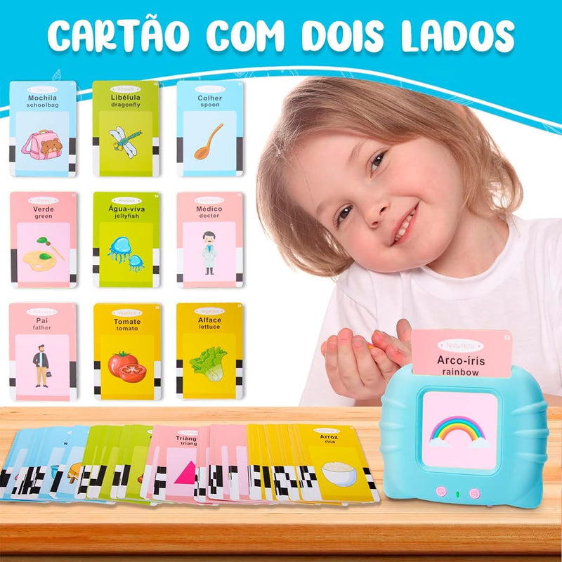 FlashCards Sonoros Interativos - Brinquedo Educativo Bilingue para Crianças Aprenderem Brincando