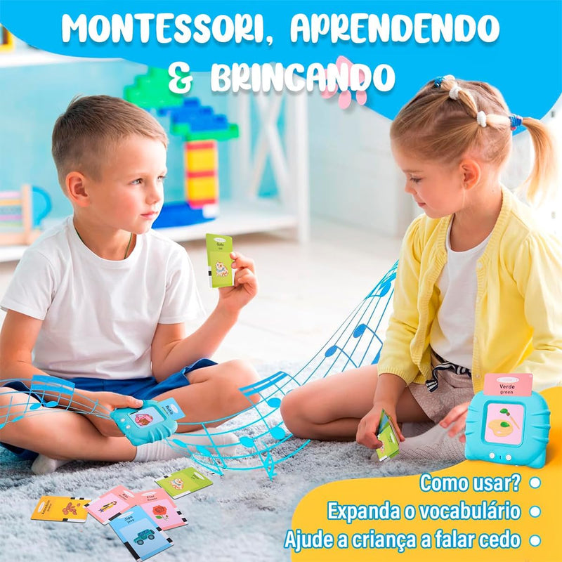 FlashCards Sonoros Interativos - Brinquedo Educativo Bilingue para Crianças Aprenderem Brincando