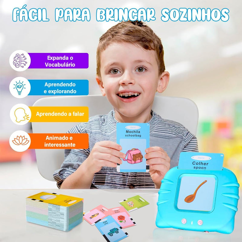 FlashCards Sonoros Interativos - Brinquedo Educativo Bilingue para Crianças Aprenderem Brincando