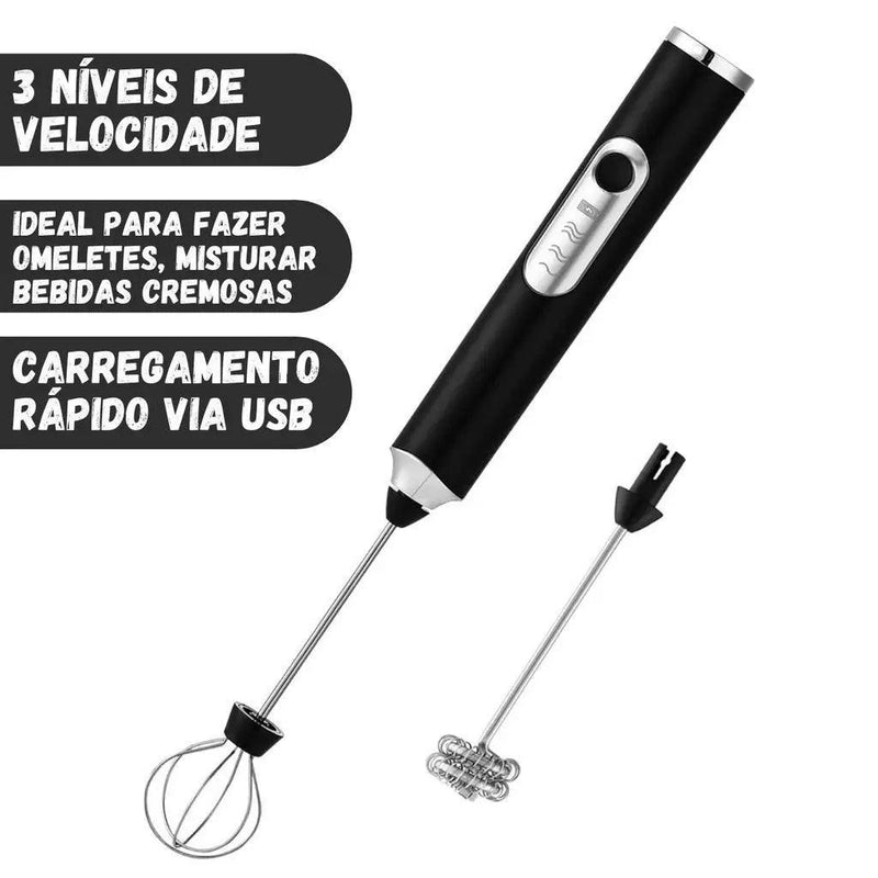 Batedor Misturador Mixer Elétrico para Bebidas Leite Café Clara de Ovo 2 em 1 - Zentter