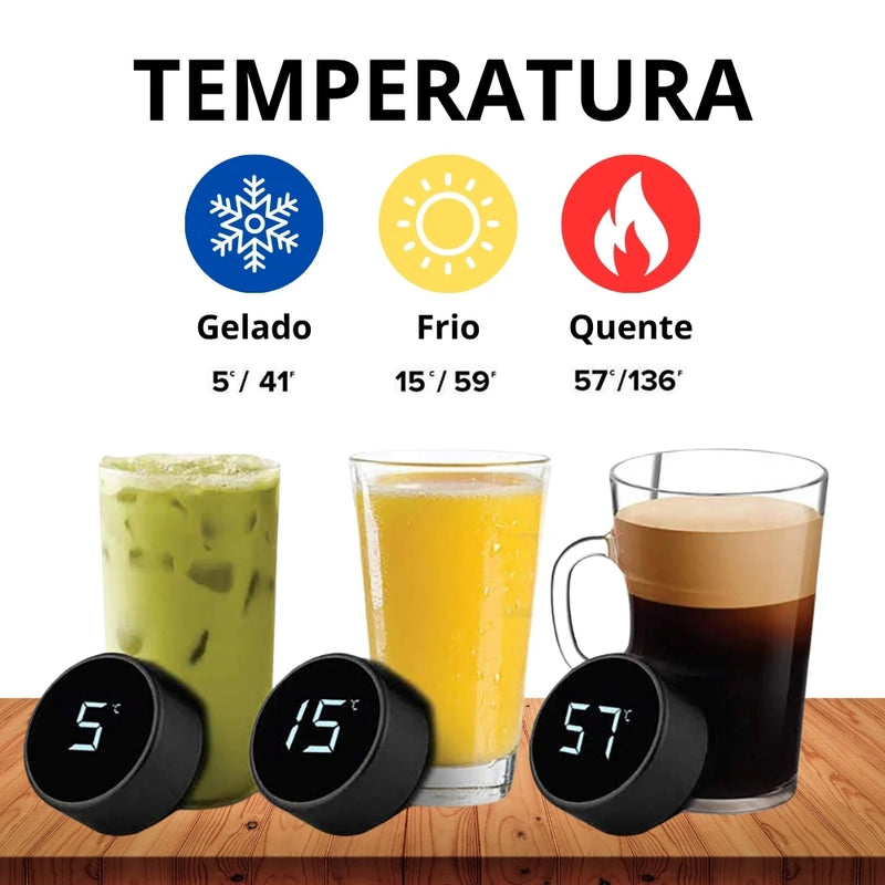 Garrafa Térmica de 500ml com Display Digital LED, Temperatura em Inox para Água e Café.