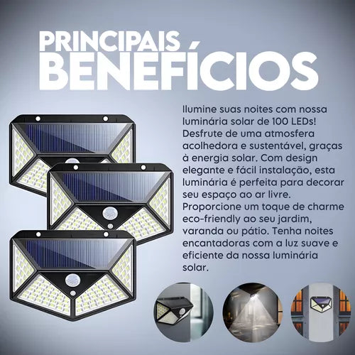 Luminária Solar LED - Carregamento Solar, Sensor de Movimento e Refletor LED®️