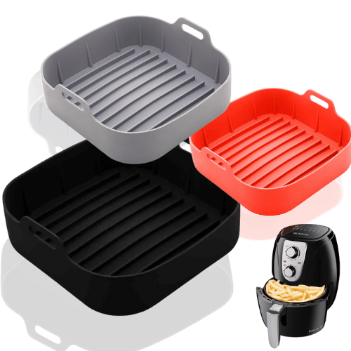 Forma de Silicone Quadrada - Antiaderente Reutilizável Resistente ao Calor para Air Fryer Fritadeira Elétrica Grande - Zentter