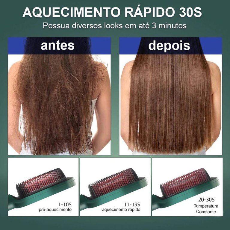 Escova Alisadora 5 em 1 Bivolt - Alisa, Hidrata, Modela, Alinha e Controla Frizz - Zentter