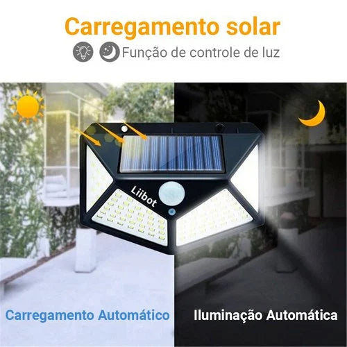 Luminária Solar LED - Carregamento Solar, Sensor de Movimento e Refletor LED®️