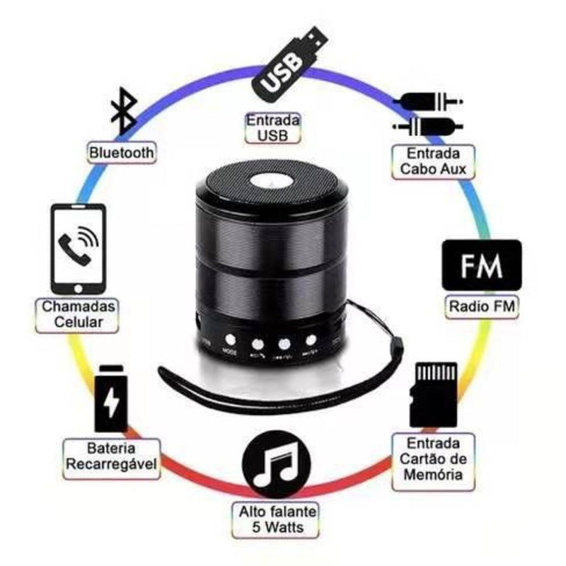 Caixinha de Som Portátil - Alta Qualidade de Áudio e Conectividade Bluetooth